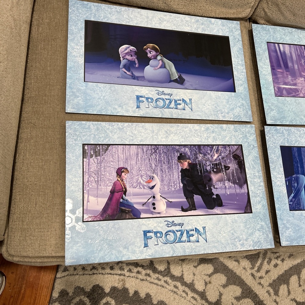 Disney Frozen 11x17 Hard Lithograph Art Print 4 Pictures Set Anna Elsa Olaf - Picture 2 of 14